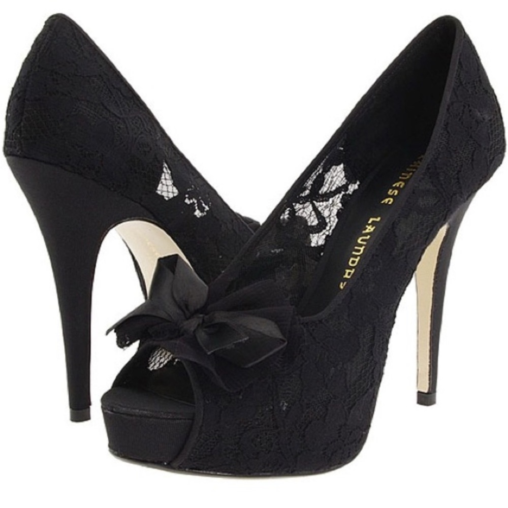 Chinese Laundry Black Stiletto Heels with Bow